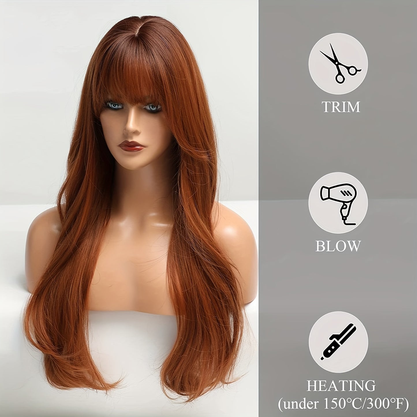 Sleek and Stylish Synthetic Wig with Bangs - Perfect for Beginners and Everyday Wear