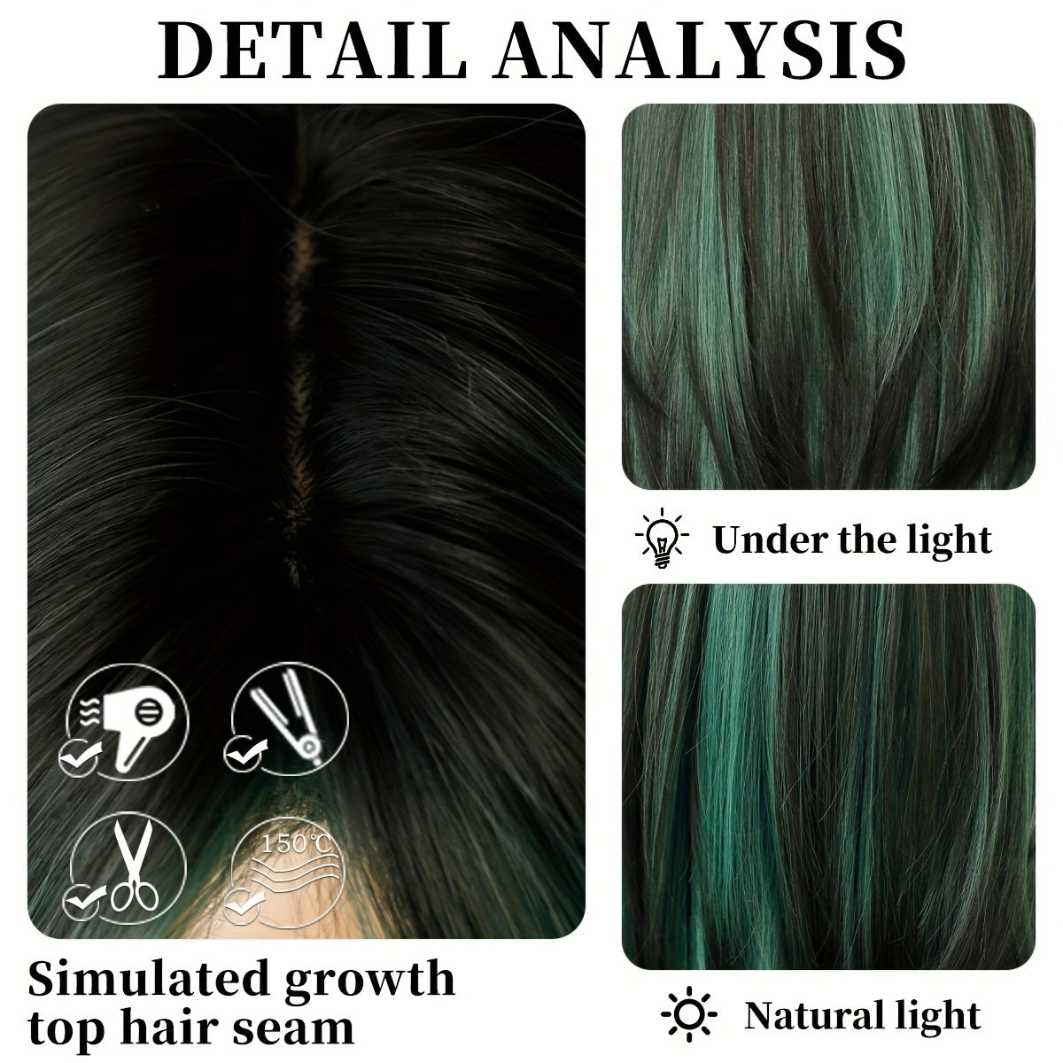 Long Wavy Dark Green Wig For Women Daily Use Natural Synthetic Miidle Part Wigs Layered Heat Resistant Music Festival