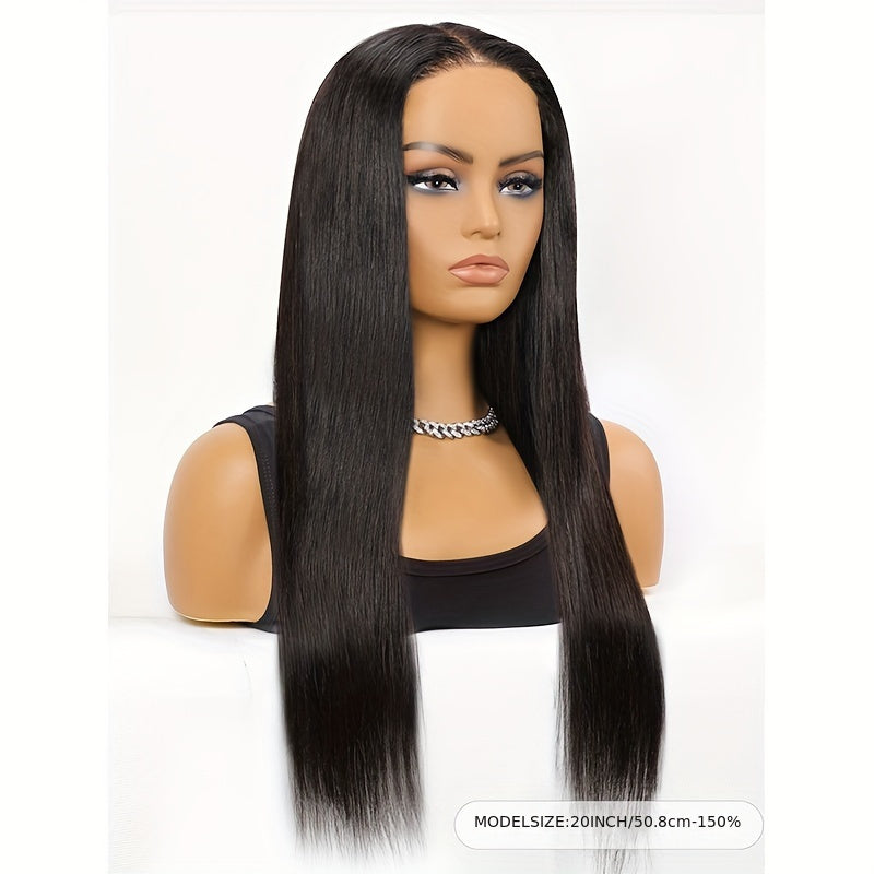 Luxurious 150% Density Human Hair Wig - Natural Looking Straight Hair with 4x4 HD Transparent Lace Front for Easy Styling, Ideal for Daily Wear & Special Occasions