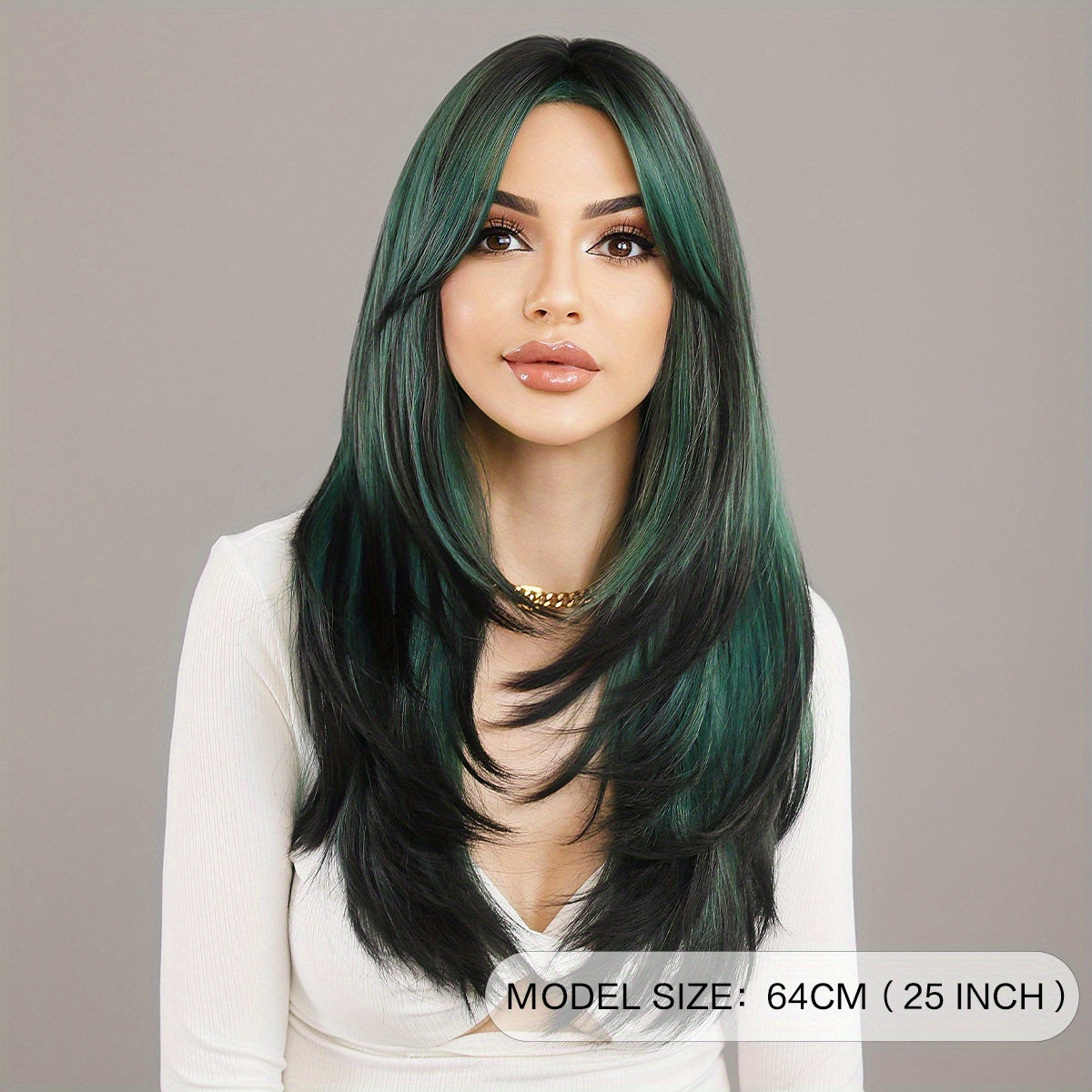 Long Wavy Dark Green Wig For Women Daily Use Natural Synthetic Miidle Part Wigs Layered Heat Resistant Music Festival