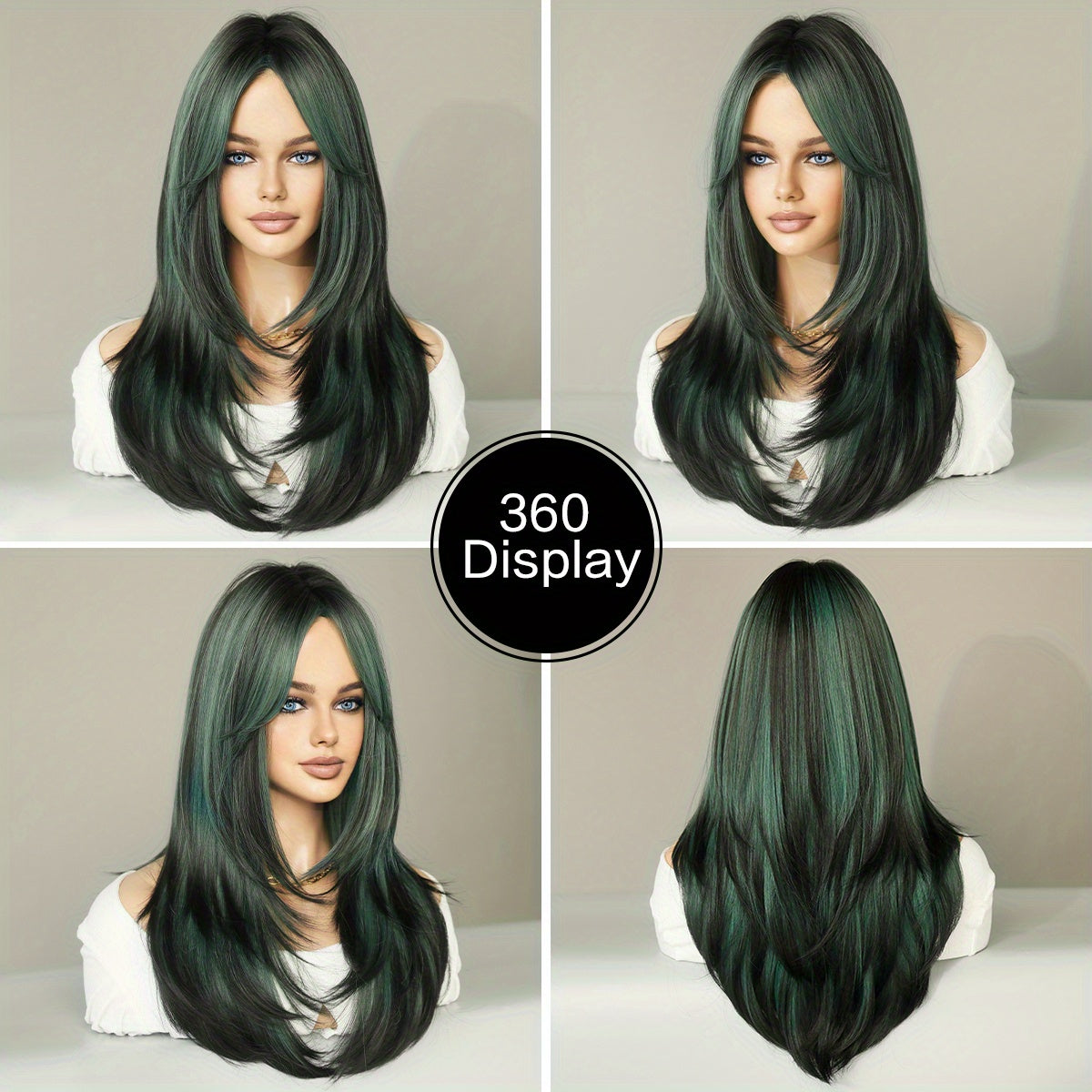 Long Wavy Dark Green Wig For Women Daily Use Natural Synthetic Miidle Part Wigs Layered Heat Resistant Music Festival