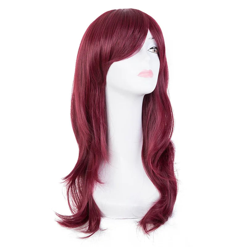 Long Pink Wig | Wig with Red Ribbon & Wig Cap by SmoothWigs - Smooth Wigs