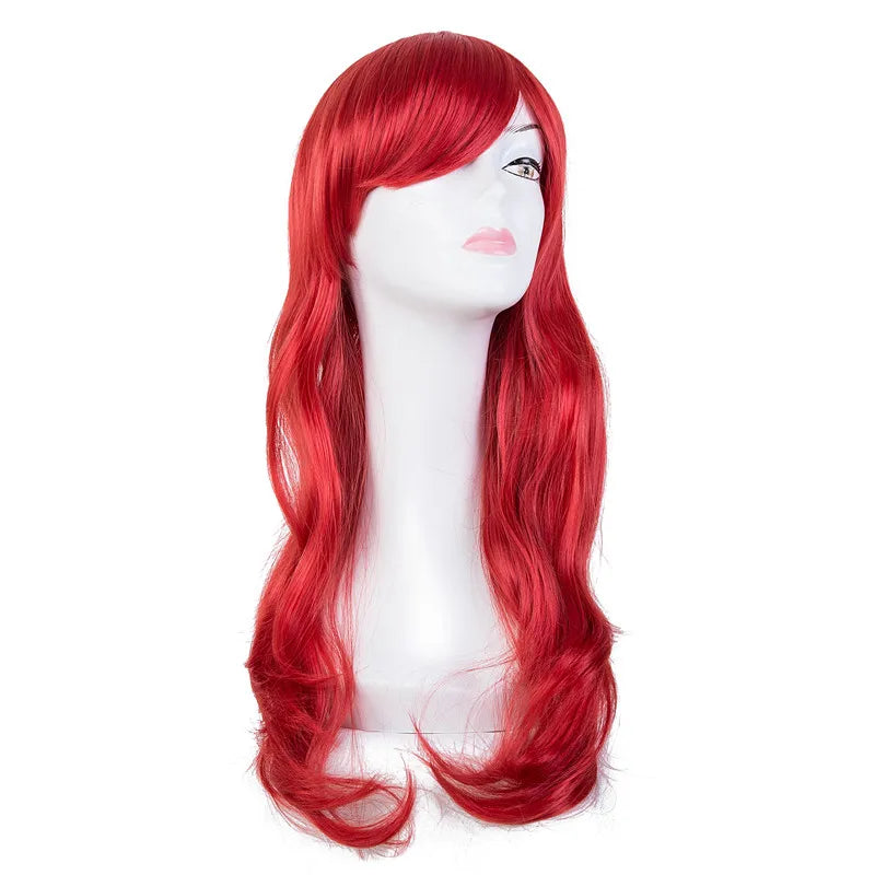 Long Pink Wig | Wig with Red Ribbon & Wig Cap by SmoothWigs - Smooth Wigs