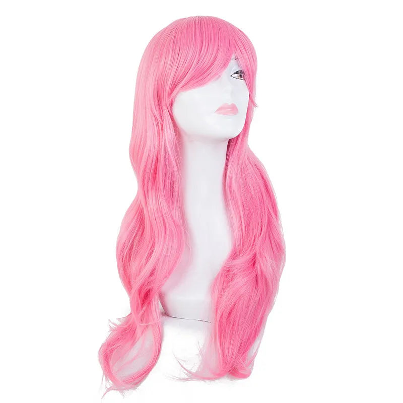 Long Pink Wig | Wig with Red Ribbon & Wig Cap by SmoothWigs - Smooth Wigs