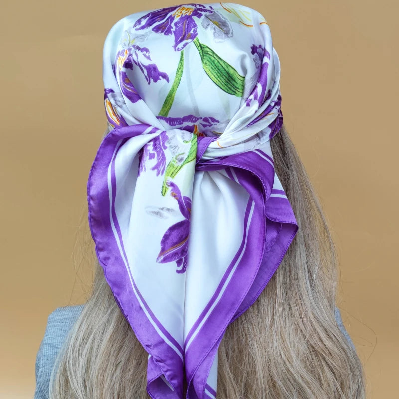 Luxury 70x70cm Silk Hijab | Sunscreen Beach Kerchief for Women | 2024 New Style Headscarf for All Seasons - Smooth Wigs