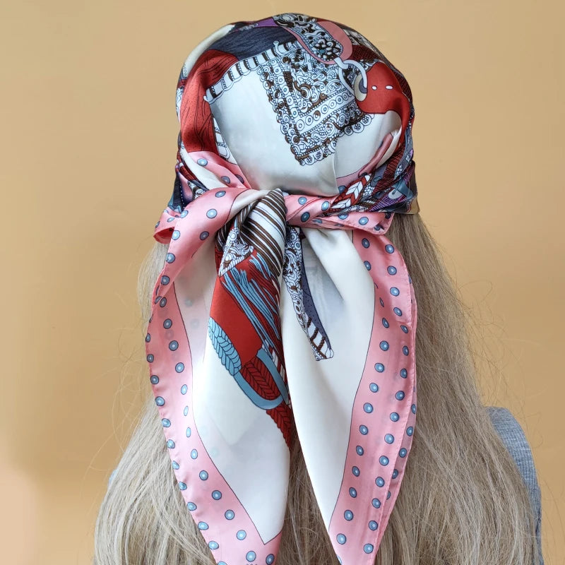 Luxury 70x70cm Silk Hijab | Sunscreen Beach Kerchief for Women | 2024 New Style Headscarf for All Seasons - Smooth Wigs