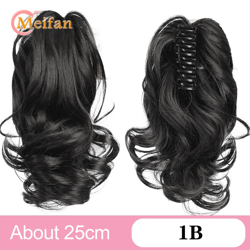 Wavy Curly Claw Clip Ponytail | Natural-Looking Hair Bun Extension in Blonde, Brown & Black | False Pigtail for Women - Smooth Wigs