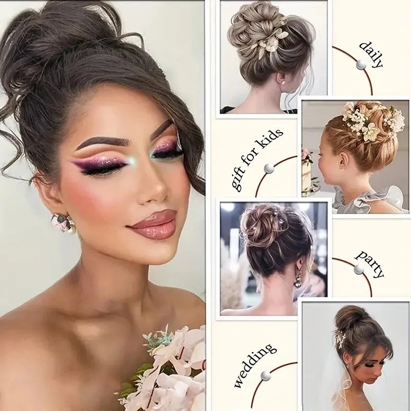 Messy Bun Hairpiece | Short Curly Wavy Chignon Updo with Claw Clip | Black & Blonde Hair Extensions for Women - Smooth Wigs