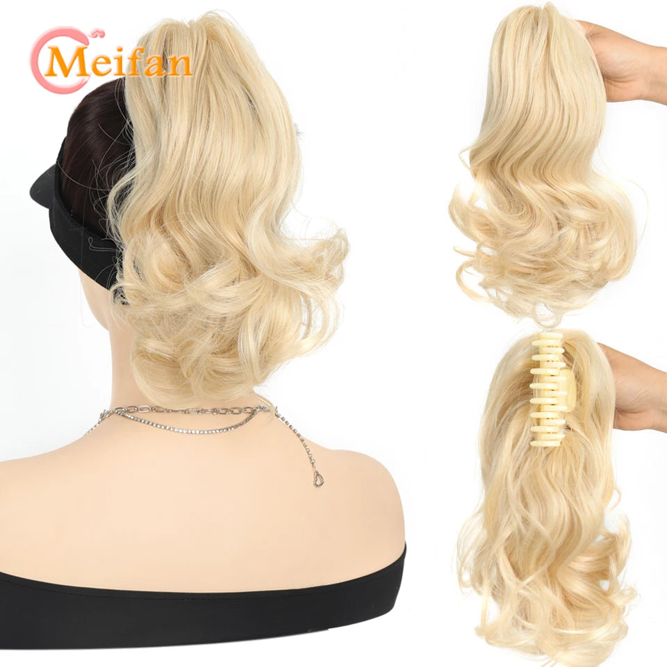 Wavy Curly Claw Clip Ponytail | Natural-Looking Hair Bun Extension in Blonde, Brown & Black | False Pigtail for Women - Smooth Wigs