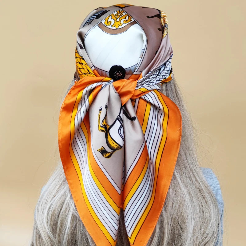 Luxury 70x70cm Silk Hijab | Sunscreen Beach Kerchief for Women | 2024 New Style Headscarf for All Seasons - Smooth Wigs