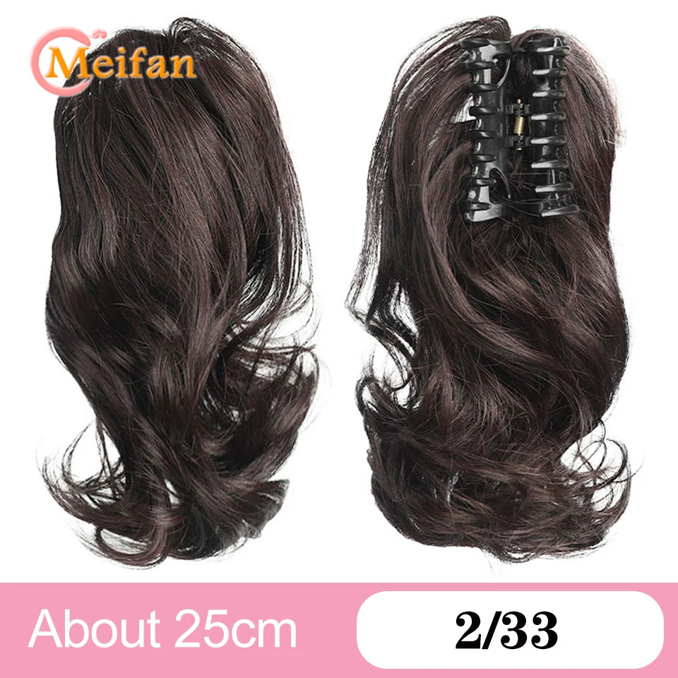 Wavy Curly Claw Clip Ponytail | Natural-Looking Hair Bun Extension in Blonde, Brown & Black | False Pigtail for Women - Smooth Wigs