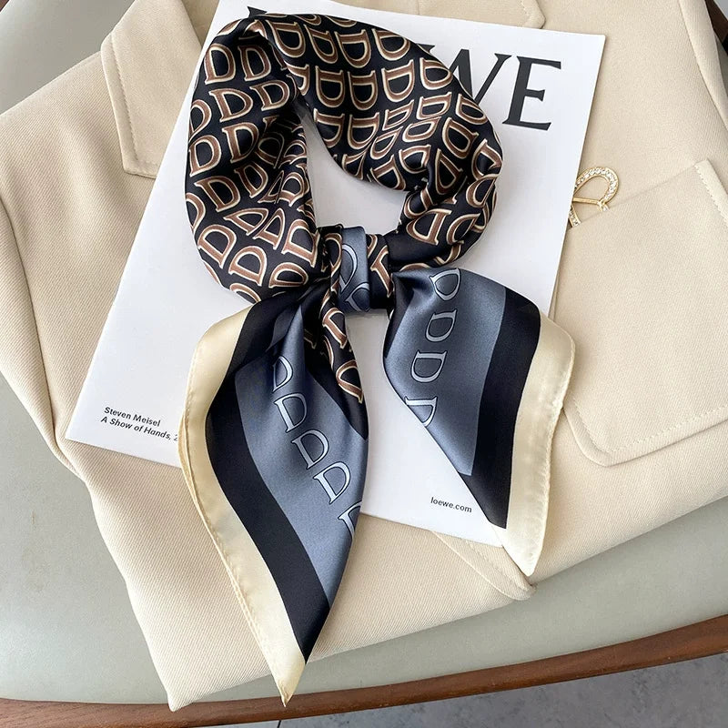 70x70cm Four Seasons Print Silk Scarf | Travel-Friendly Beach Kerchief & Sunscreen Headcloth | Women's Fashion Accessory - Smooth Wigs