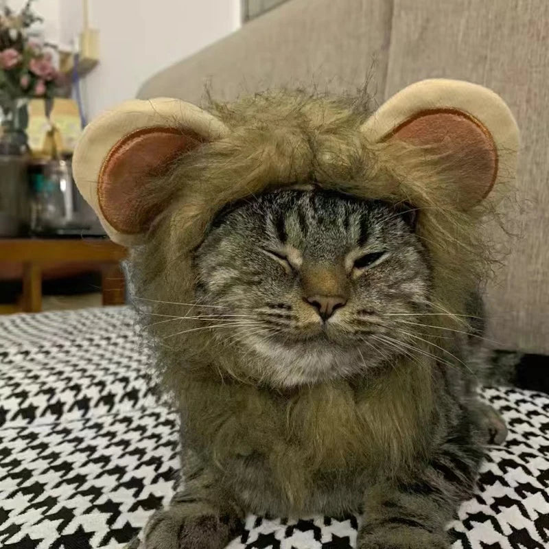 Funny Lion Mane Costume for Cats & Dogs | Cute Pet Wig with Ears | Perfect for Parties & Cosplay - Smooth Wigs