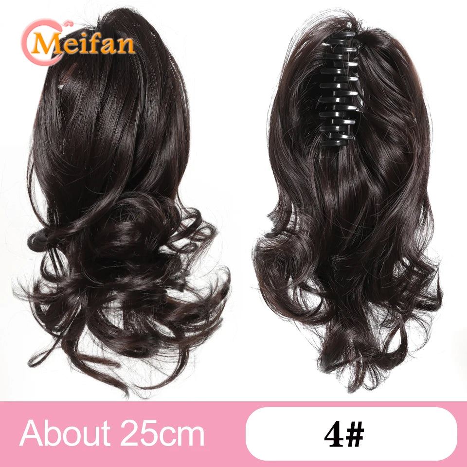 Wavy Curly Claw Clip Ponytail | Natural-Looking Hair Bun Extension in Blonde, Brown & Black | False Pigtail for Women - Smooth Wigs