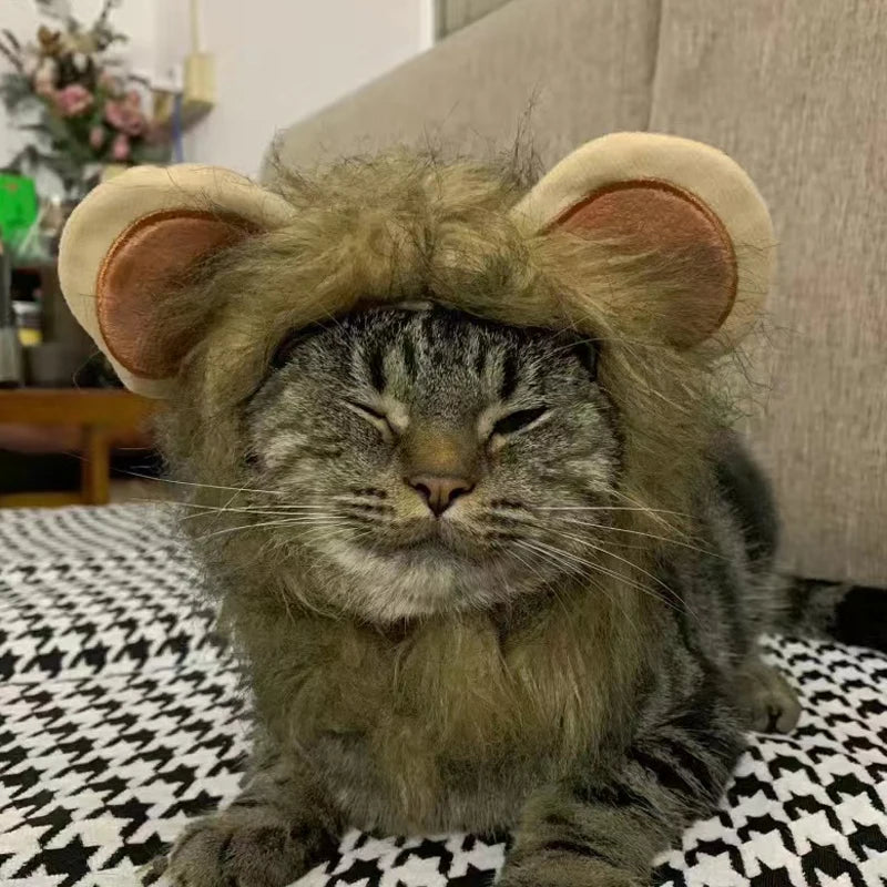 Funny Lion Mane Costume for Cats & Dogs | Cute Pet Wig with Ears | Perfect for Parties & Cosplay - Smooth Wigs
