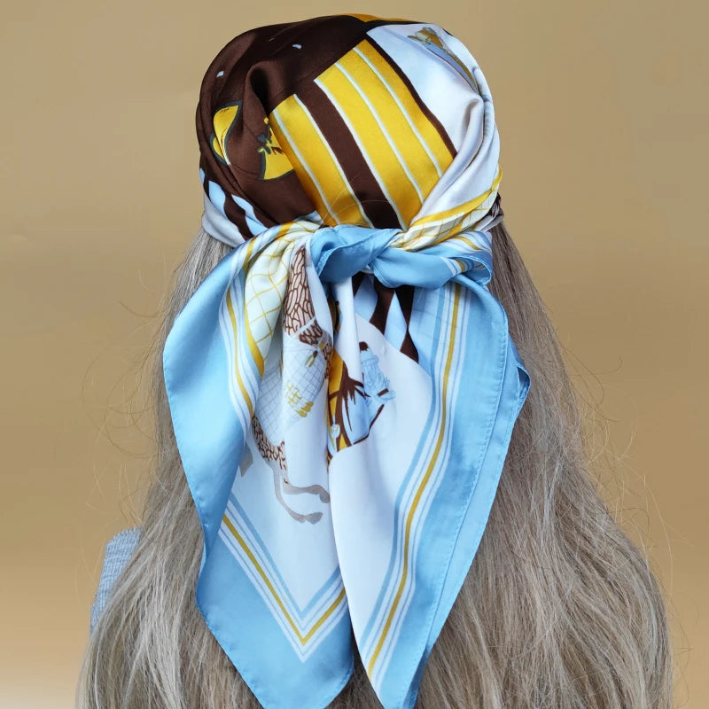 Luxury 70x70cm Silk Hijab | Sunscreen Beach Kerchief for Women | 2024 New Style Headscarf for All Seasons - Smooth Wigs