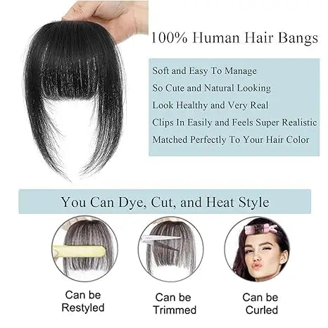 4.5-Inch Platinum Blonde Remy Human Hair Bangs | Clip-In Fringe Hairpiece for Women | 100% Human Hair Bangs Extension - Smooth Wigs