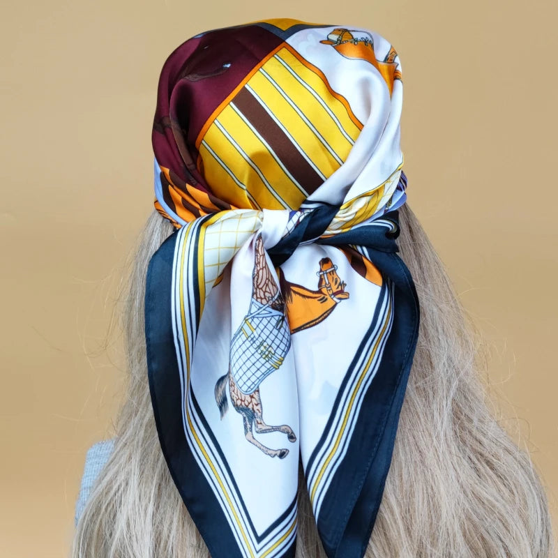 Luxury 70x70cm Silk Hijab | Sunscreen Beach Kerchief for Women | 2024 New Style Headscarf for All Seasons - Smooth Wigs