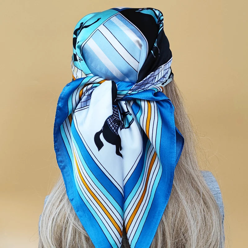 Luxury 70x70cm Silk Hijab | Sunscreen Beach Kerchief for Women | 2024 New Style Headscarf for All Seasons - Smooth Wigs