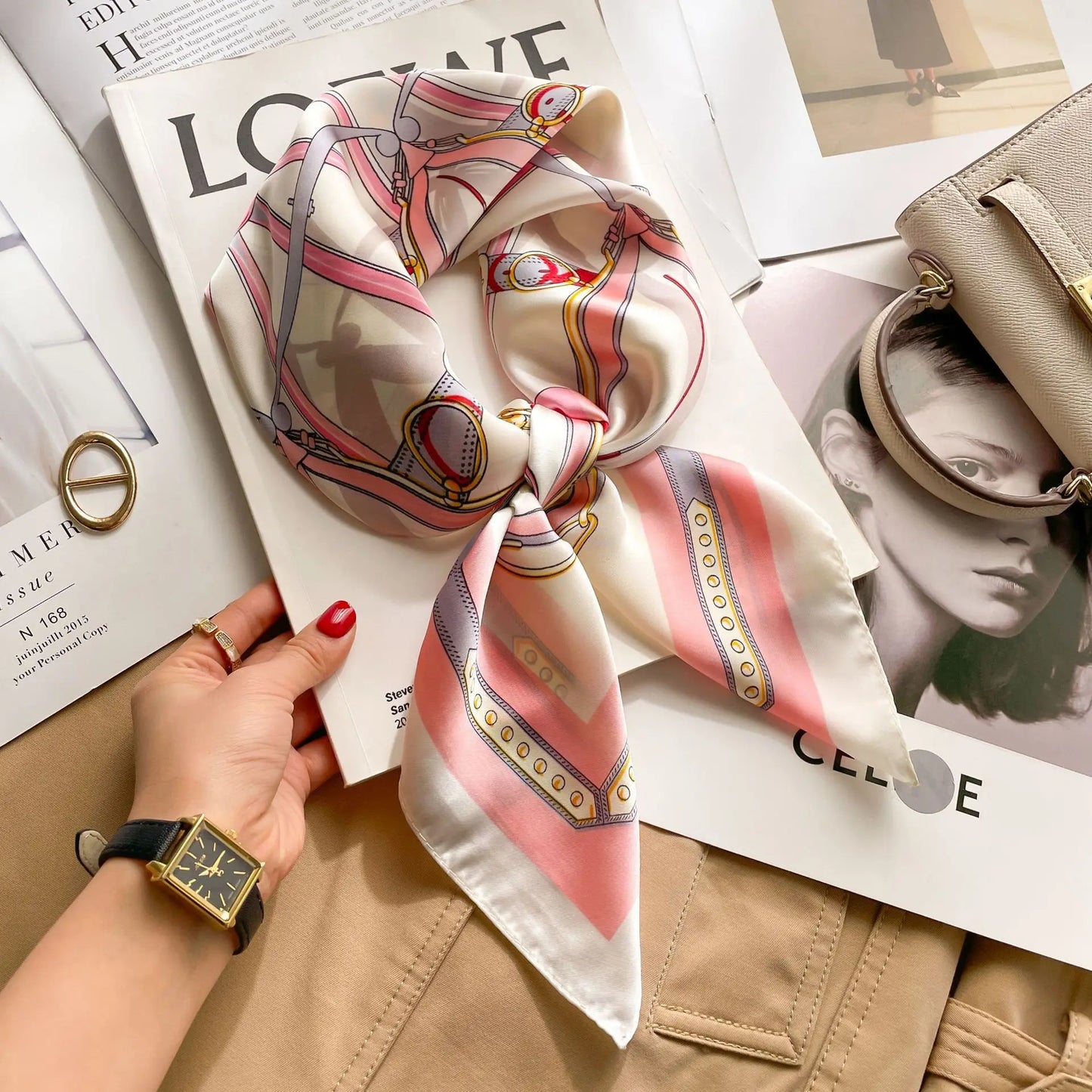 Luxury Satin Print Silk Scarf | Women's Square Neck Scarf & Headwrap | Versatile Beach Bandana - Smooth Wigs