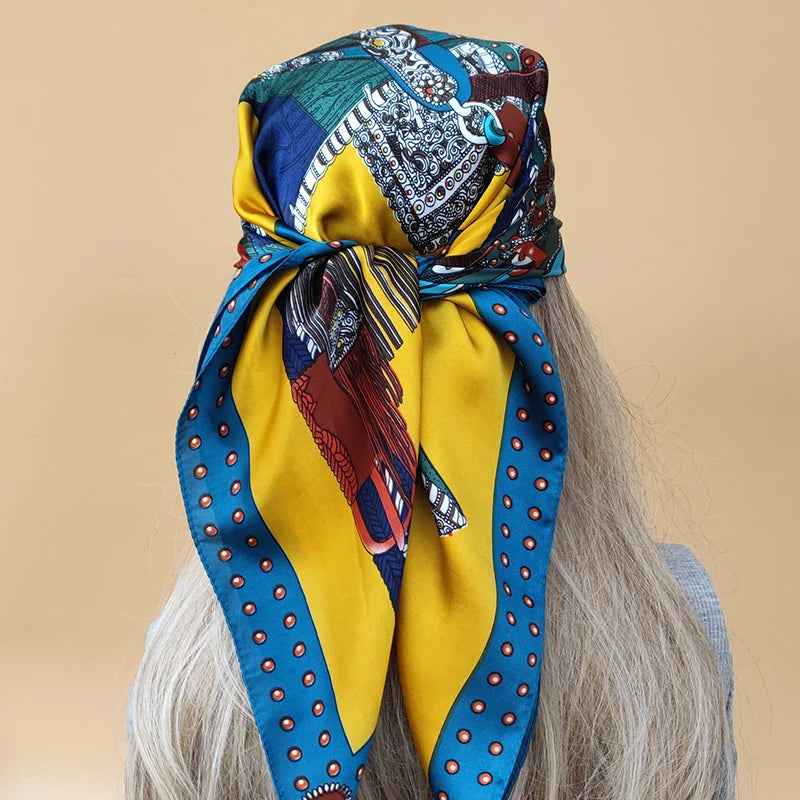 Luxury 70x70cm Silk Hijab | Sunscreen Beach Kerchief for Women | 2024 New Style Headscarf for All Seasons - Smooth Wigs