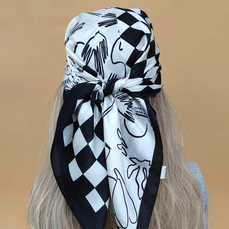 Luxury 70x70cm Silk Hijab | Sunscreen Beach Kerchief for Women | 2024 New Style Headscarf for All Seasons - Smooth Wigs