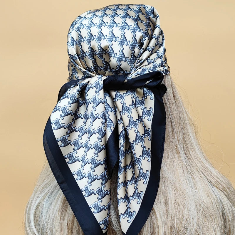 Luxury 70x70cm Silk Hijab | Sunscreen Beach Kerchief for Women | 2024 New Style Headscarf for All Seasons - Smooth Wigs