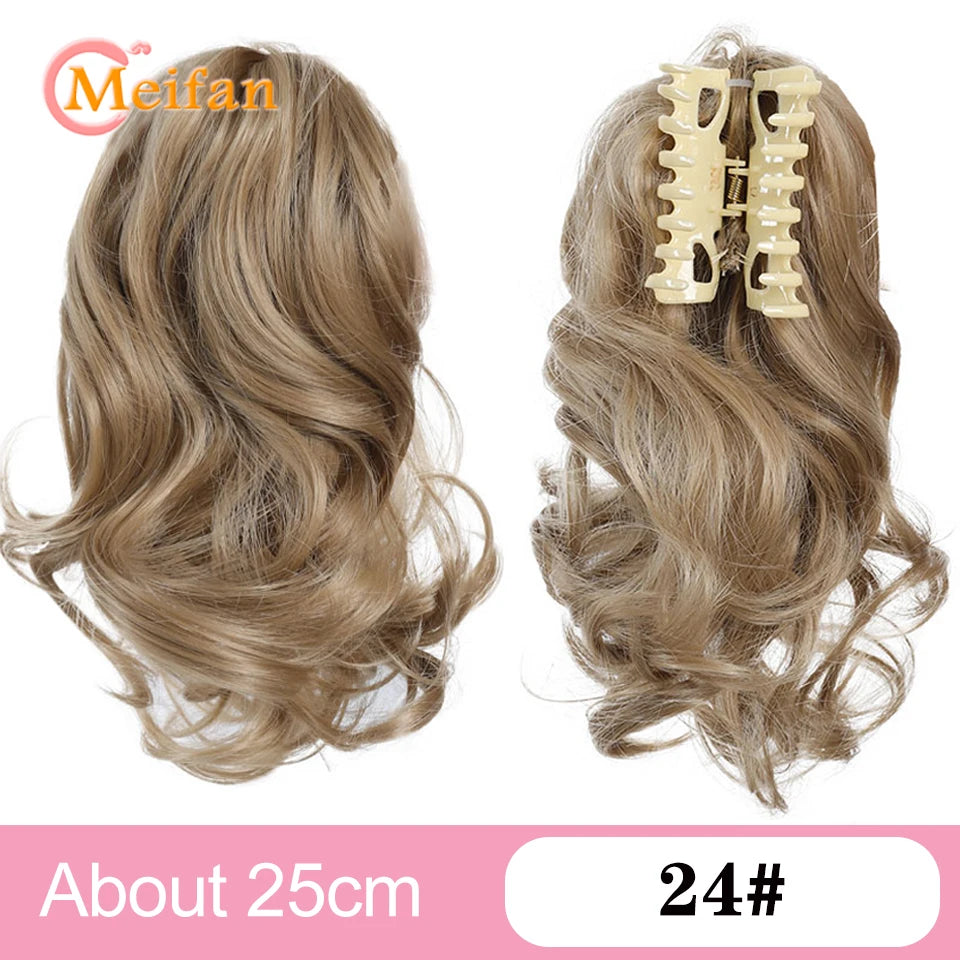 Wavy Curly Claw Clip Ponytail | Natural-Looking Hair Bun Extension in Blonde, Brown & Black | False Pigtail for Women - Smooth Wigs