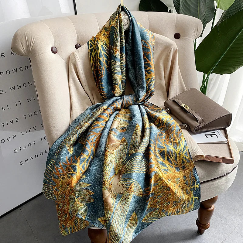 180x90cm Luxury Silk Scarf | Women's Summer Shawl & Beach Wrap | Designer Bandana for Ladies - Smooth Wigs