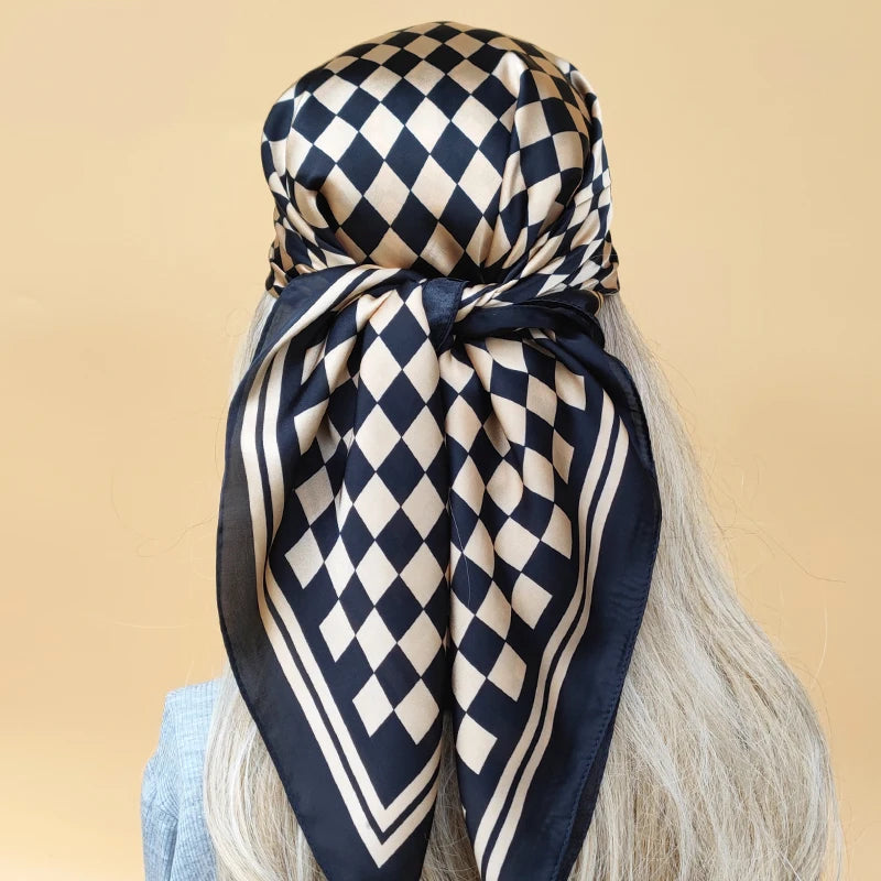 Luxury 70x70cm Silk Hijab | Sunscreen Beach Kerchief for Women | 2024 New Style Headscarf for All Seasons - Smooth Wigs