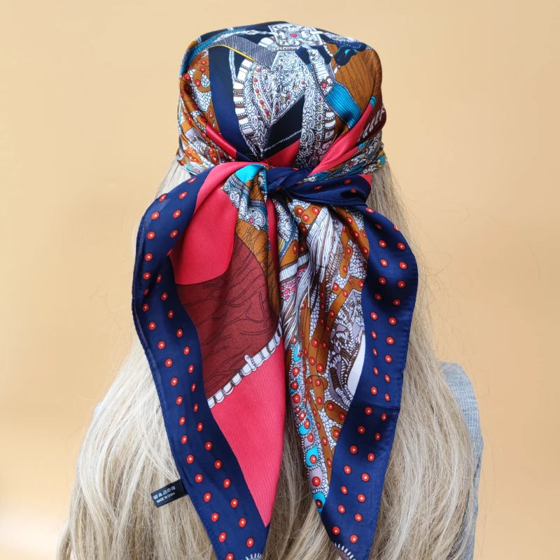 Luxury 70x70cm Silk Hijab | Sunscreen Beach Kerchief for Women | 2024 New Style Headscarf for All Seasons - Smooth Wigs