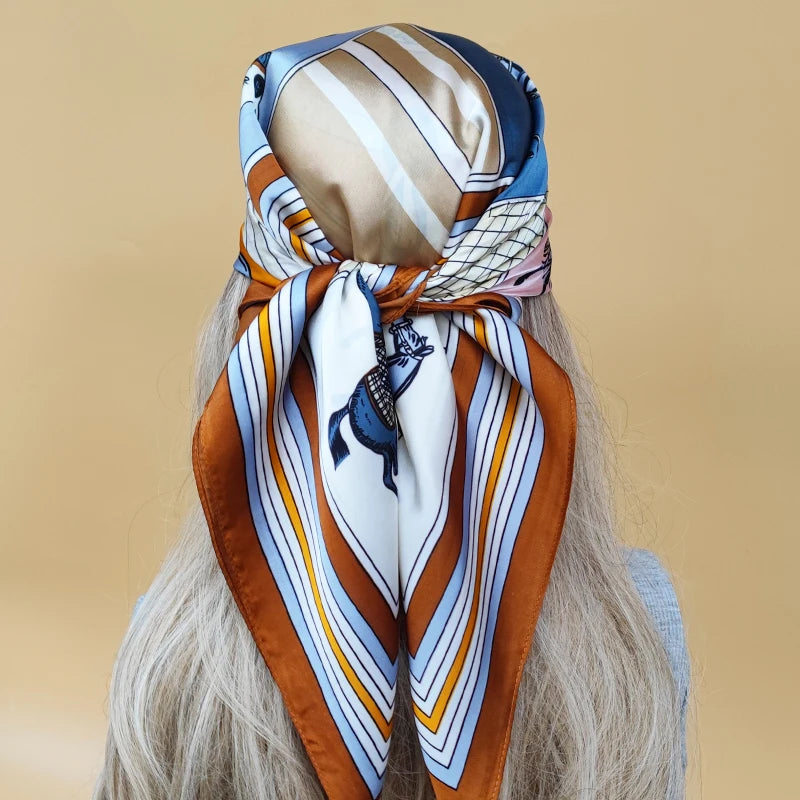Luxury 70x70cm Silk Hijab | Sunscreen Beach Kerchief for Women | 2024 New Style Headscarf for All Seasons - Smooth Wigs