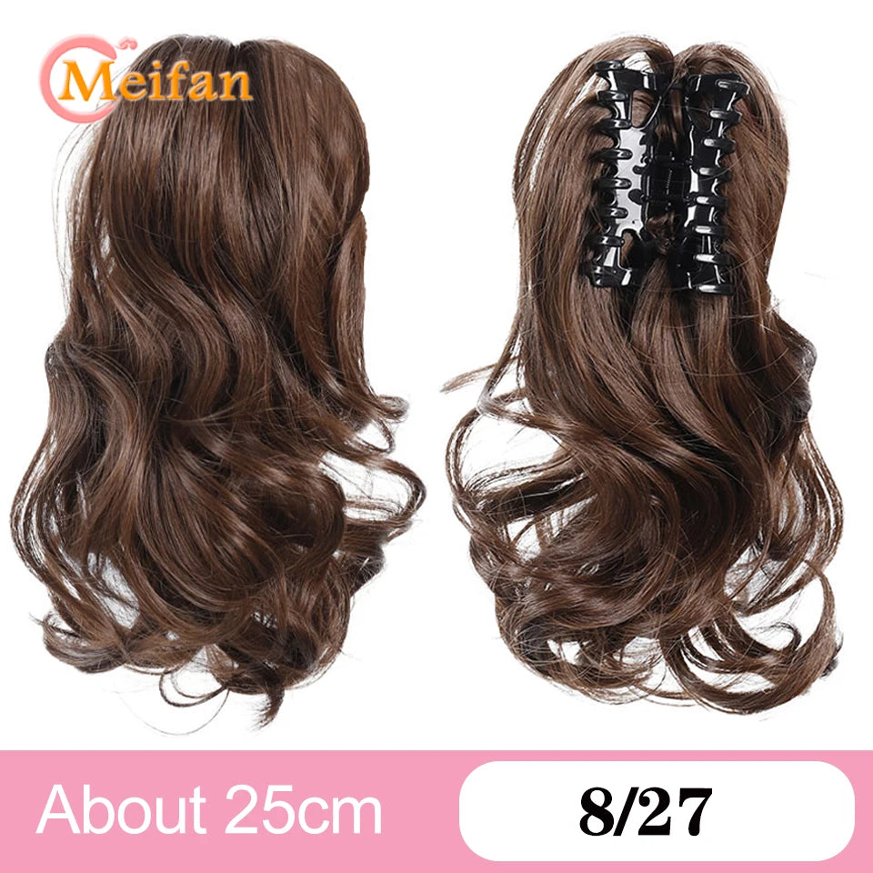 Wavy Curly Claw Clip Ponytail | Natural-Looking Hair Bun Extension in Blonde, Brown & Black | False Pigtail for Women - Smooth Wigs