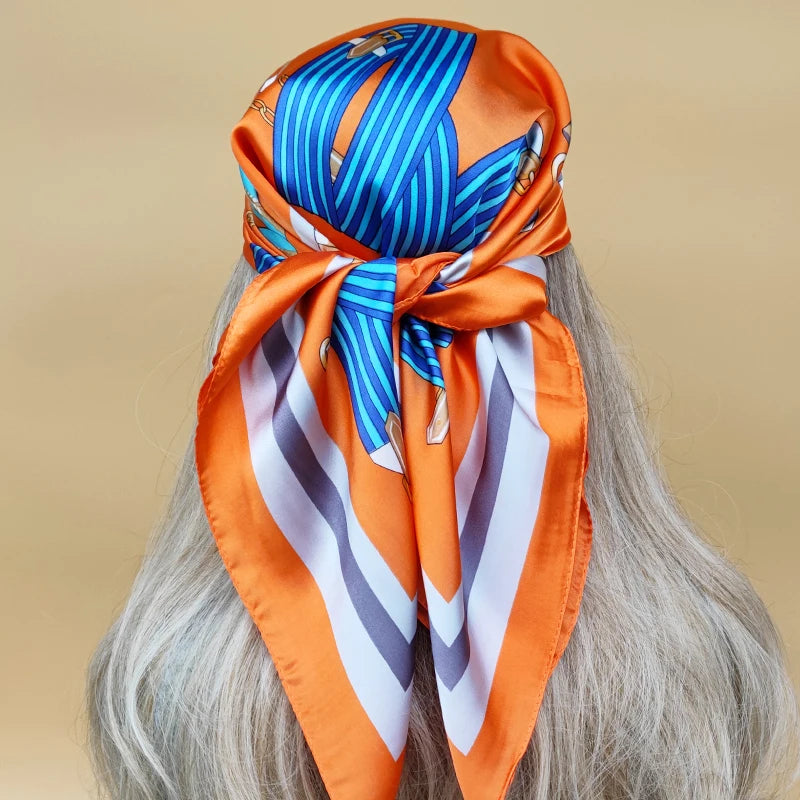 Luxury 70x70cm Silk Hijab | Sunscreen Beach Kerchief for Women | 2024 New Style Headscarf for All Seasons - Smooth Wigs