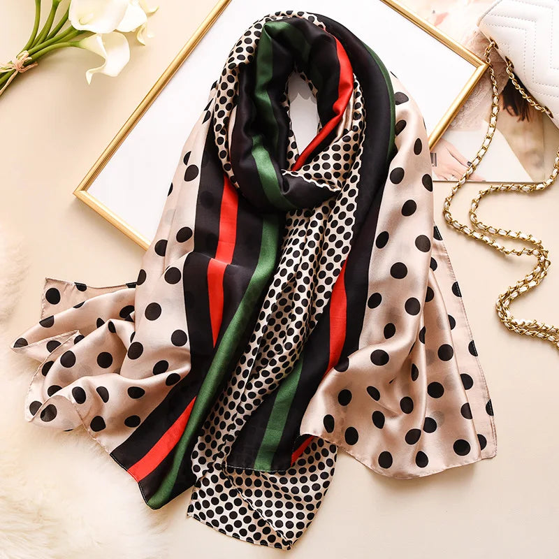 180x90cm Luxury Silk Scarf | Women's Summer Shawl & Beach Wrap | Designer Bandana for Ladies - Smooth Wigs