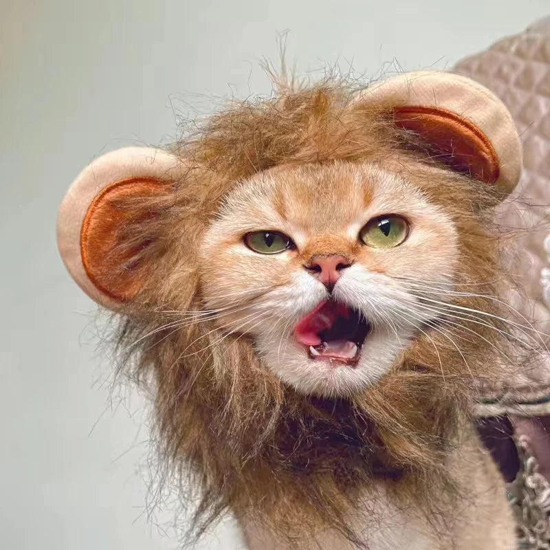 Funny Lion Mane Costume for Cats & Dogs | Cute Pet Wig with Ears | Perfect for Parties & Cosplay - Smooth Wigs
