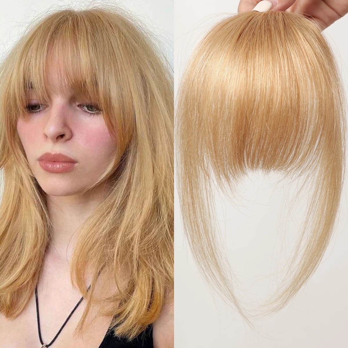 4.5-Inch Platinum Blonde Remy Human Hair Bangs | Clip-In Fringe Hairpiece for Women | 100% Human Hair Bangs Extension - Smooth Wigs