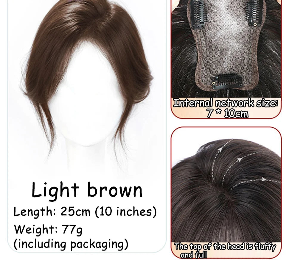Synthetic Full Bangs Wig | Eight-Character Bangs Hairpiece for Women | Cover White Hair with Natural-Looking Top Wig by SmoothWigs - Smooth Wigs