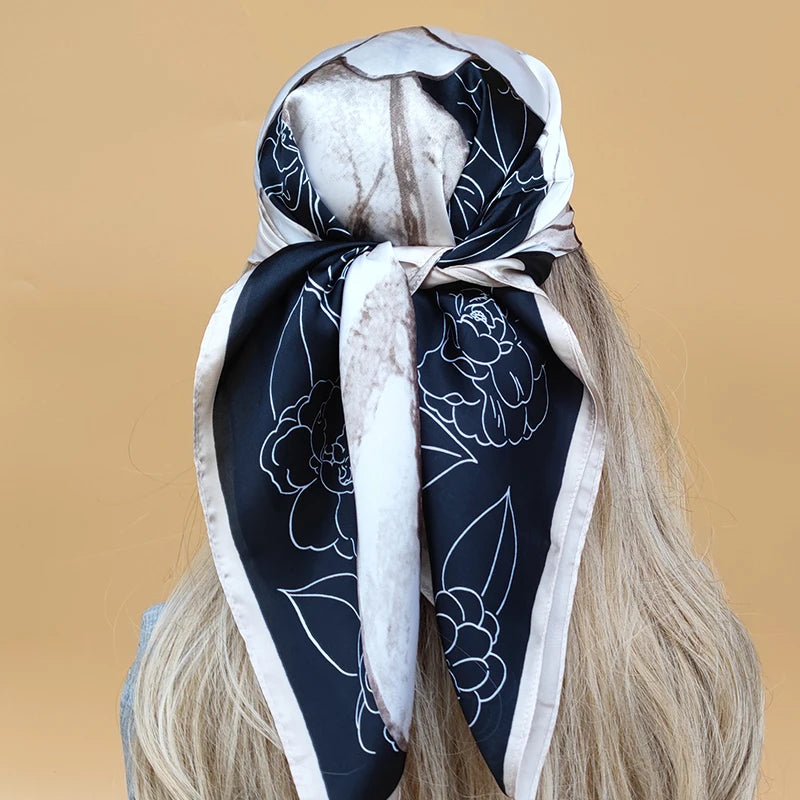 Luxury 70x70cm Silk Hijab | Sunscreen Beach Kerchief for Women | 2024 New Style Headscarf for All Seasons - Smooth Wigs