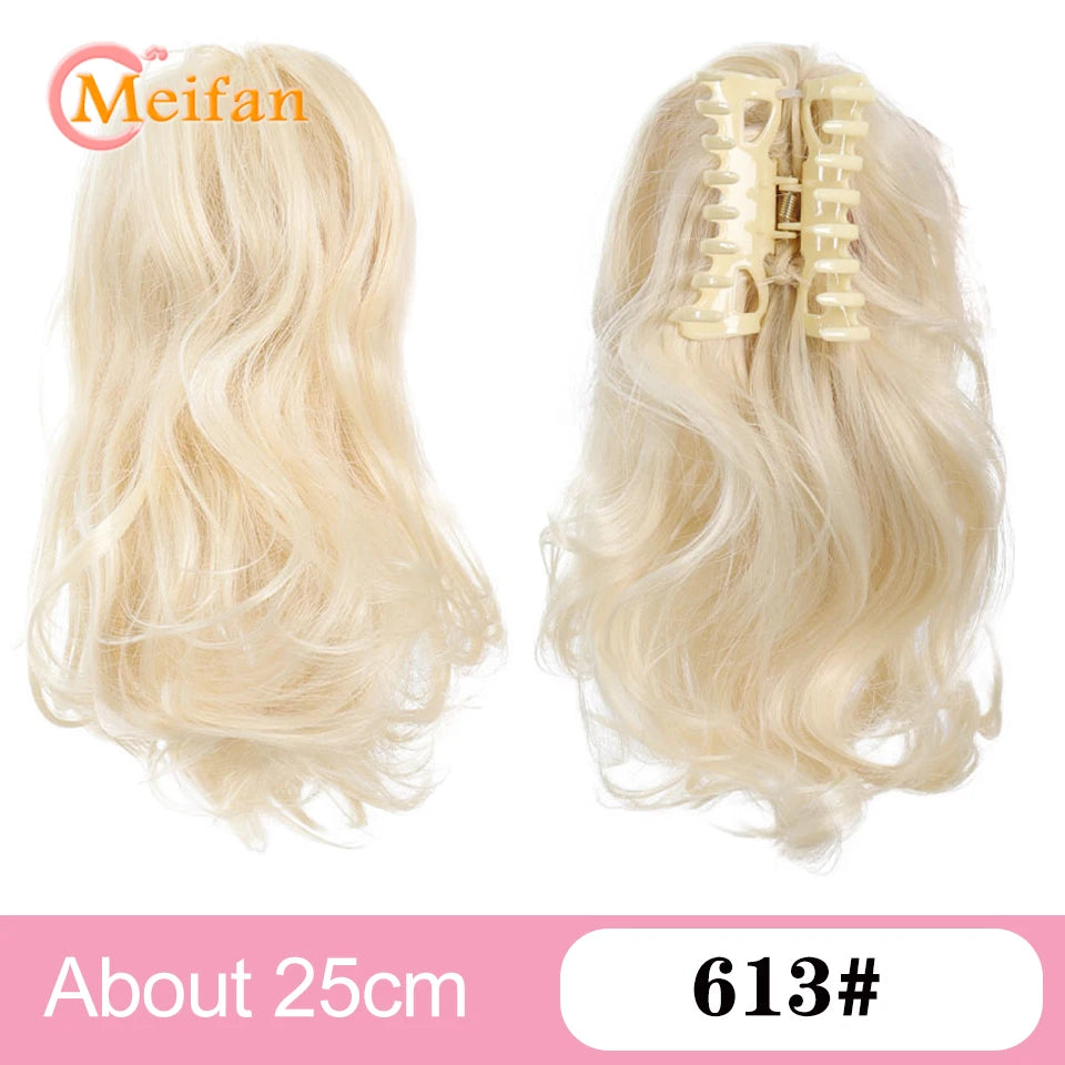 Wavy Curly Claw Clip Ponytail | Natural-Looking Hair Bun Extension in Blonde, Brown & Black | False Pigtail for Women - Smooth Wigs