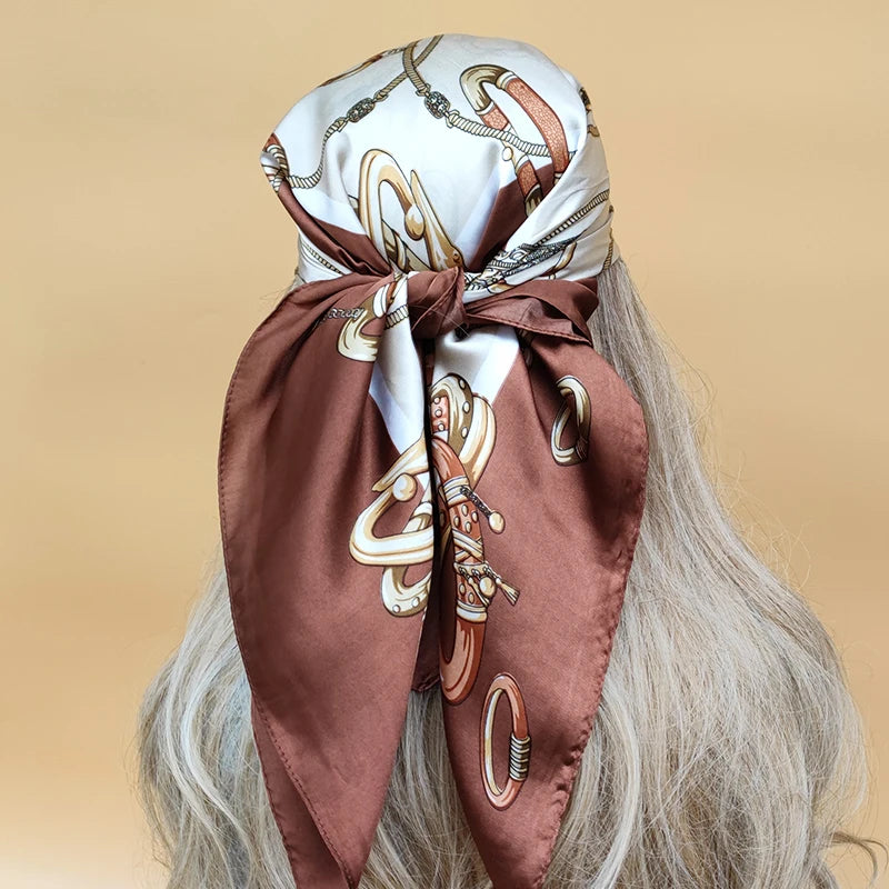 Luxury 70x70cm Silk Hijab | Sunscreen Beach Kerchief for Women | 2024 New Style Headscarf for All Seasons - Smooth Wigs