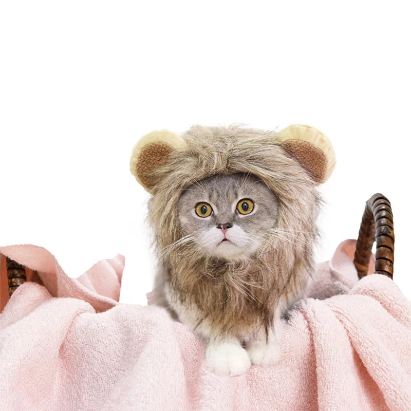 Funny Lion Mane Costume for Cats & Dogs | Cute Pet Wig with Ears | Perfect for Parties & Cosplay - Smooth Wigs