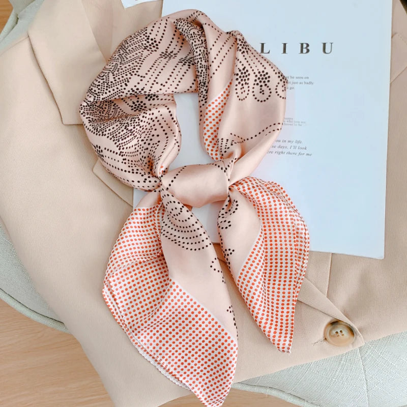 70x70cm Four Seasons Print Silk Scarf | Travel-Friendly Beach Kerchief & Sunscreen Headcloth | Women's Fashion Accessory - Smooth Wigs