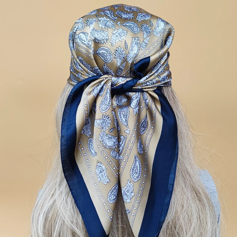 Luxury 70x70cm Silk Hijab | Sunscreen Beach Kerchief for Women | 2024 New Style Headscarf for All Seasons - Smooth Wigs