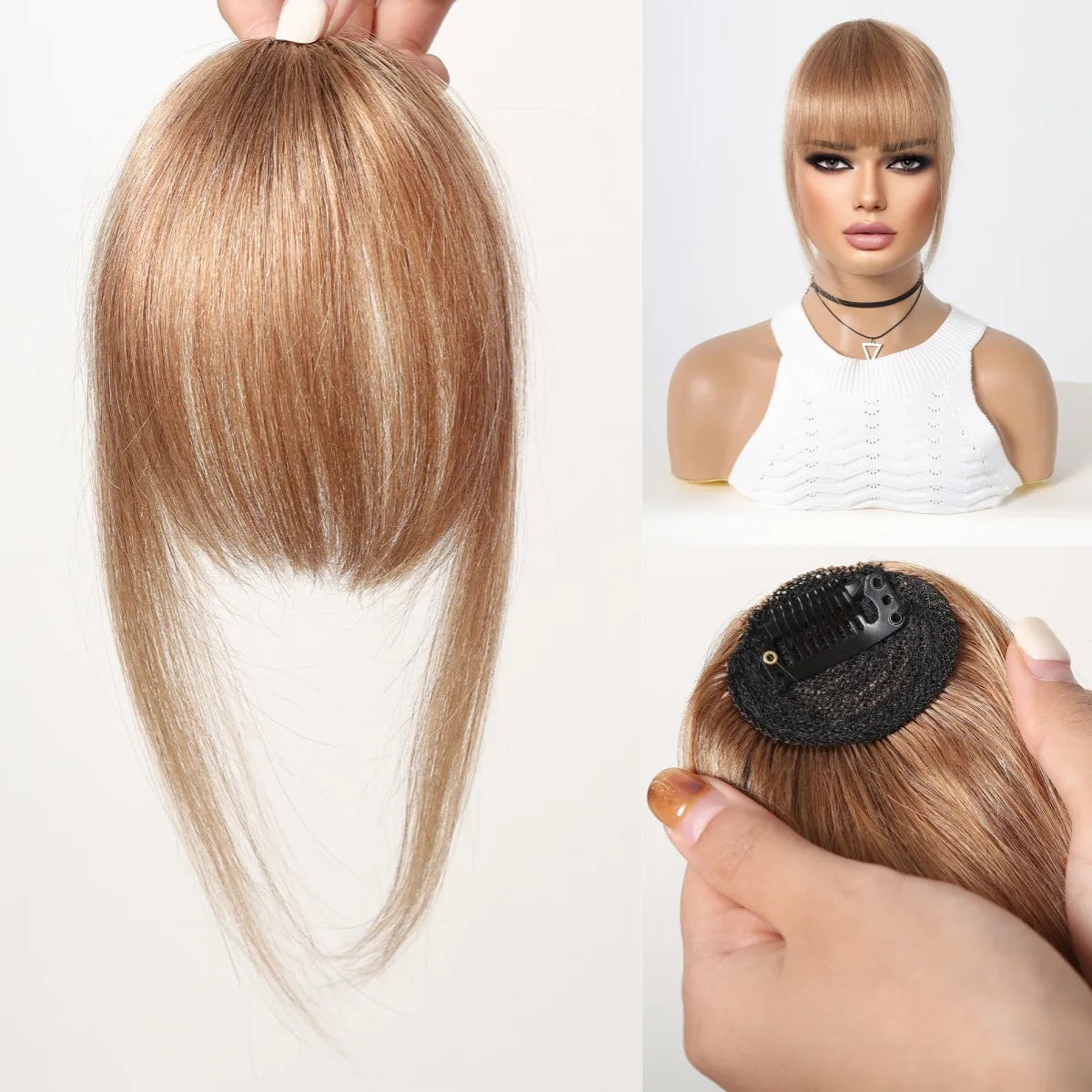 4.5-Inch Platinum Blonde Remy Human Hair Bangs | Clip-In Fringe Hairpiece for Women | 100% Human Hair Bangs Extension - Smooth Wigs