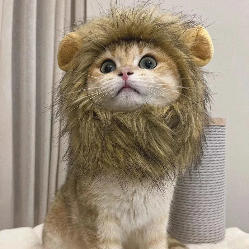 Funny Lion Mane Costume for Cats & Dogs | Cute Pet Wig with Ears | Perfect for Parties & Cosplay - Smooth Wigs