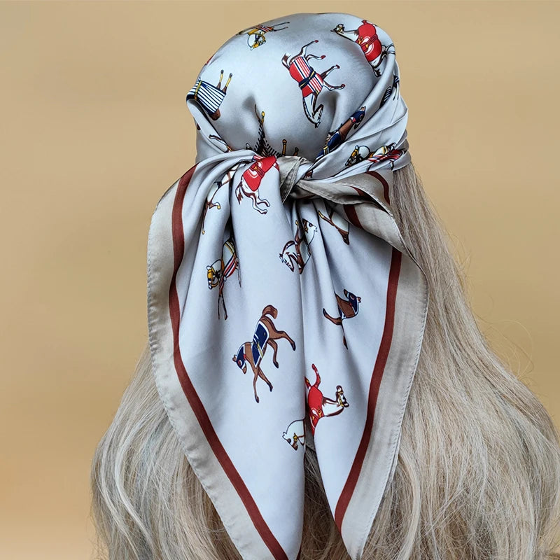 Luxury 70x70cm Silk Hijab | Sunscreen Beach Kerchief for Women | 2024 New Style Headscarf for All Seasons - Smooth Wigs