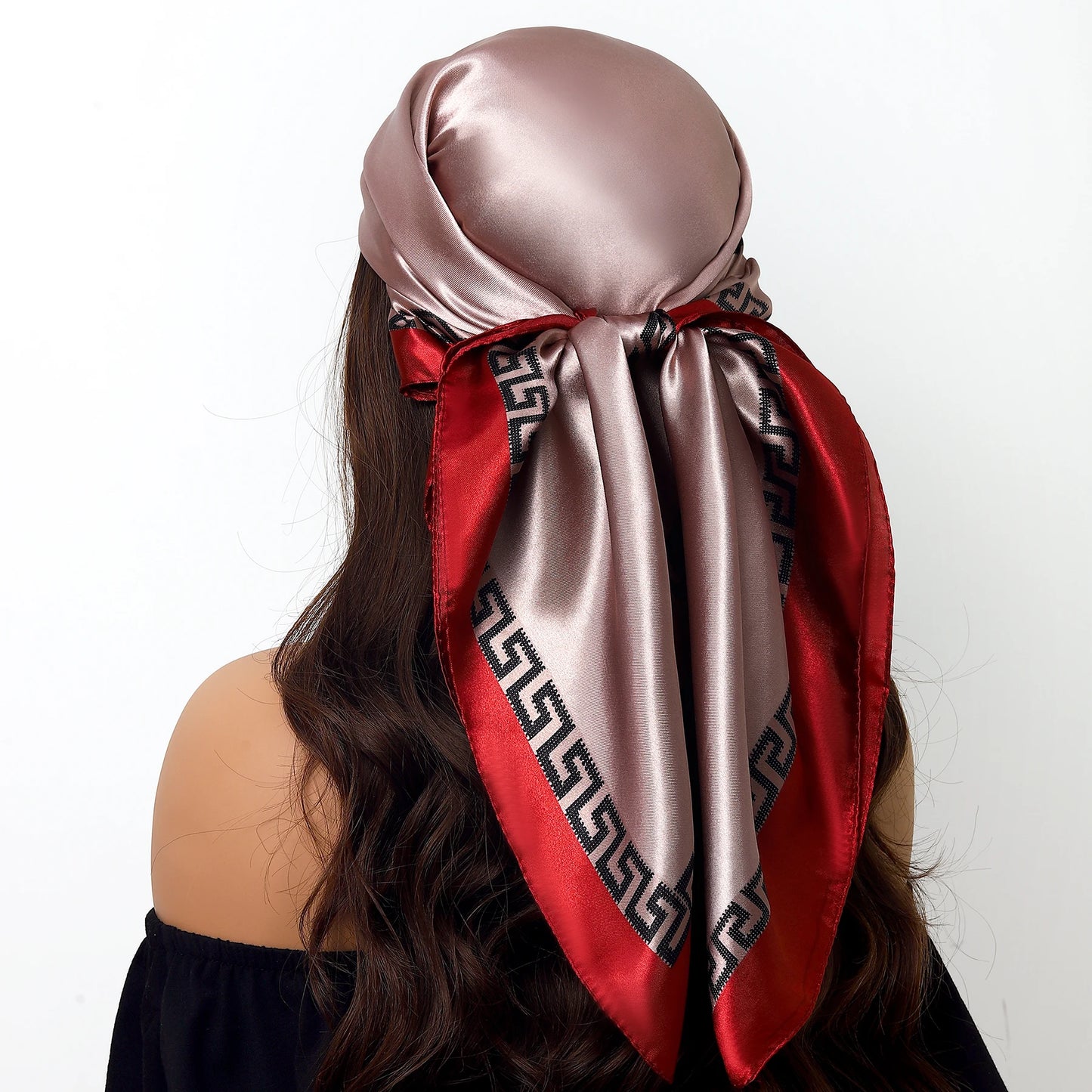 90x90cm Silk Scarf | 2025 Trendy Beach Sunscreen Shawl | Europe & America Style Printed Bandanna for Women - Smooth Wigs