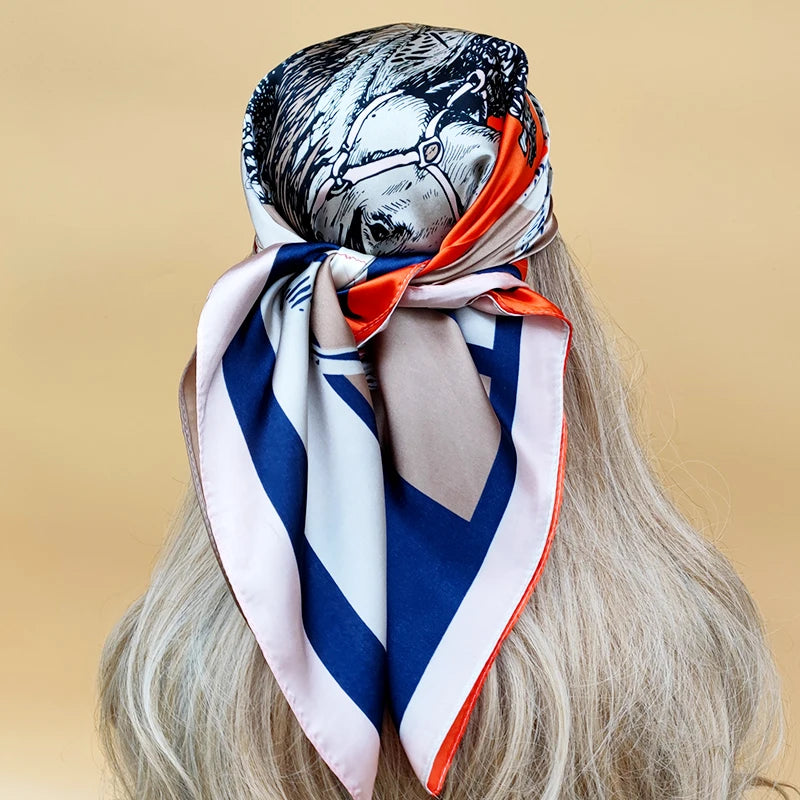 Luxury 70x70cm Silk Hijab | Sunscreen Beach Kerchief for Women | 2024 New Style Headscarf for All Seasons - Smooth Wigs