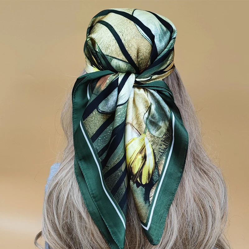 Luxury 70x70cm Silk Hijab | Sunscreen Beach Kerchief for Women | 2024 New Style Headscarf for All Seasons - Smooth Wigs